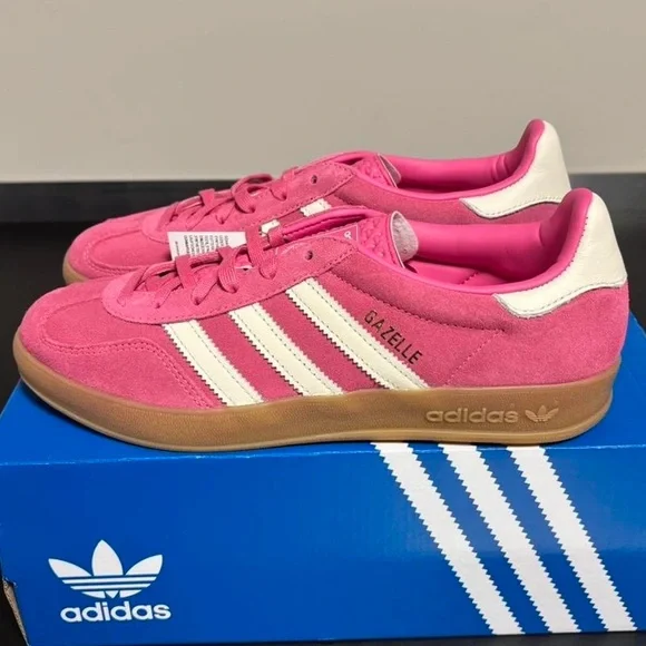 Adidas Gazelle Indoor Pink Suede Sneakers - Picture 1 of 12
